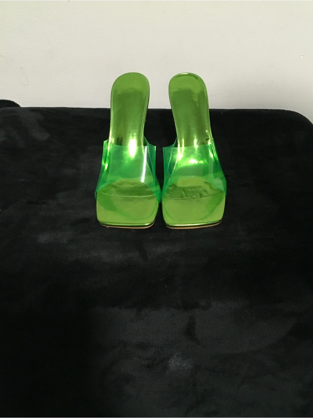 Green Transparent Slide Heels - Women's Fashion Sandals